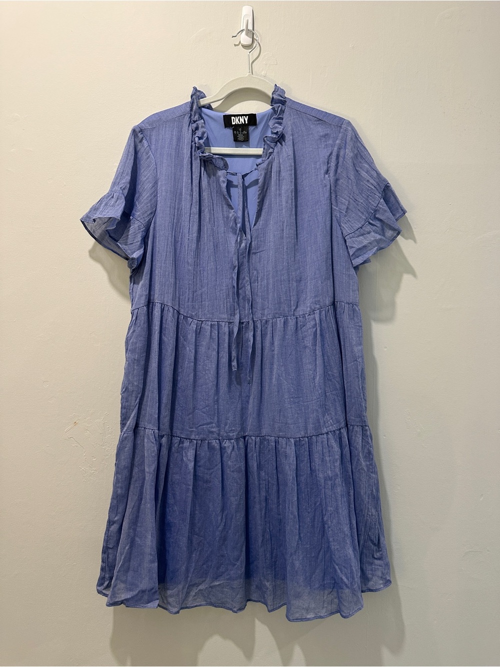 DKNY Chambray-Style Tiered Dress